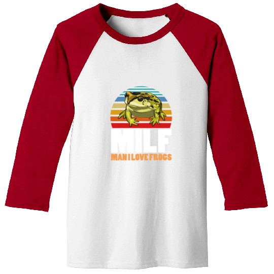 Frog Pet Milf Man I Love Frogs American Flag Funny Women Frog Love Baseball Tees