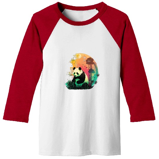 Panda Pet Eats World Kawaii Pandas Bamboo Journey in China Baseball Tees