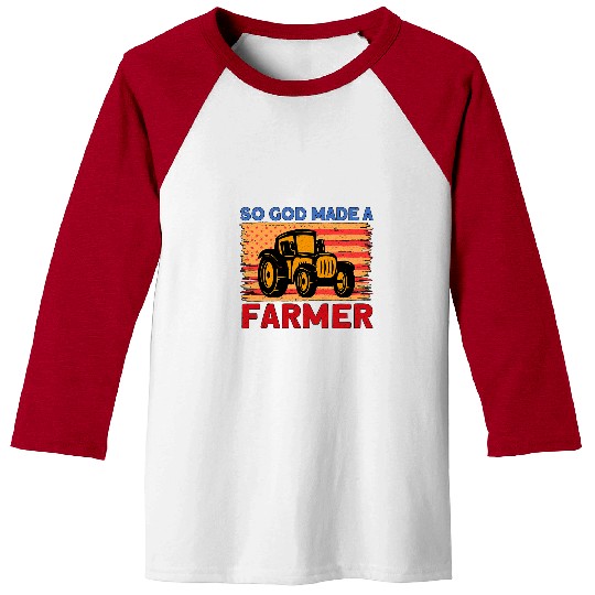 Tractor Fun Farmer Farm Agriculture vintages God Made A Farmer 2 Baseball Tees