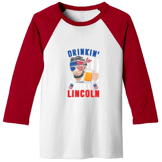 Beer Fun 4th of july drinkin like abraham lincoln merica beer lovers Baseball Tees
