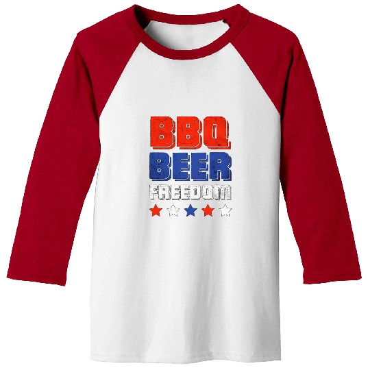 Beer Fun BBQ Beer Freedom Beer Lover Backyard BBQ Party America Baseball Tees