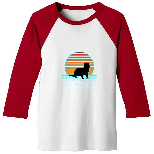 Otter Pet Otters Retrowave Synthwave Aesthetic 80s Style Animal Lover 9 Baseball Tees
