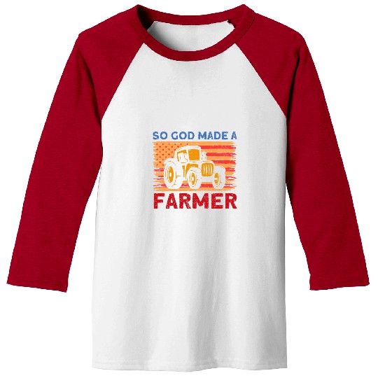 Tractor Fun Farmer Farm Agriculture vintages God Made A Farmer Baseball Tees