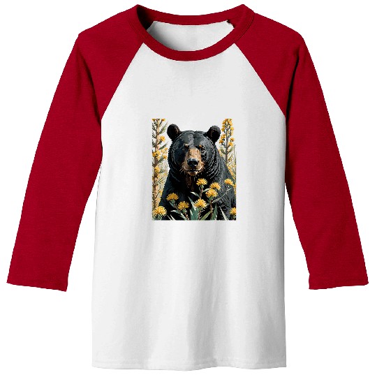 Bear Pet A Black Colored Bear Surrounded By Yucca flower New Mexico 3 Baseball Tees