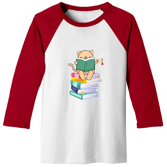 Book Fun Kitten Tea Cat Owners Kitty Lover Meow Book Baseball Tees