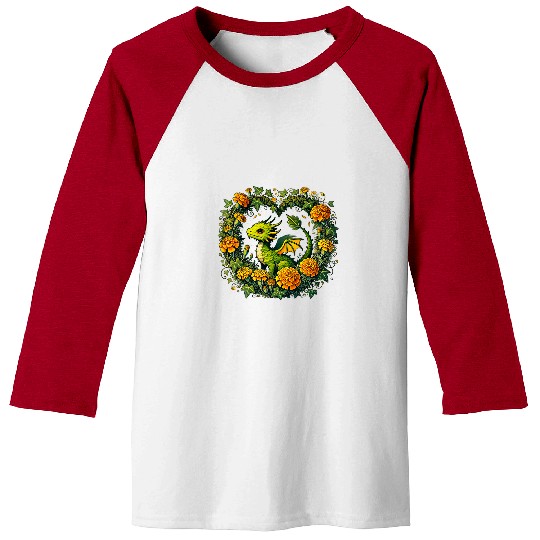 Dragon Pet Marigold Moss Dragon Illustration 2 Baseball Tees