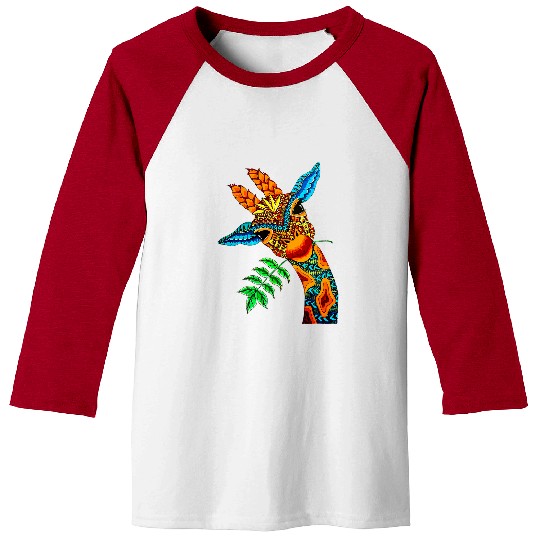 Giraffe Pet Safari Stained Glass Geometric Art Wildlife Animal Baseball Tees