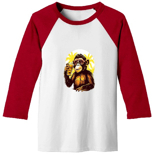 Beer Fun Monkey Drinking Beer Funny Beer Drinker Drunk Gorilla Ape 3 Baseball Tees