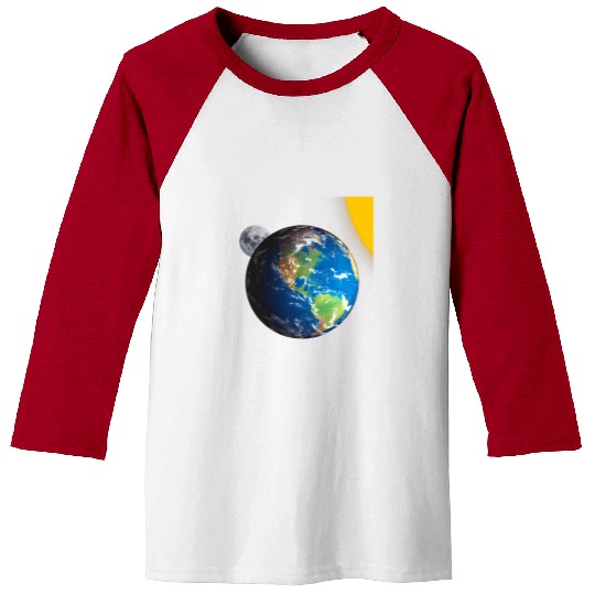 Astronaut Job Earth Moon Sun Space Solar System Baseball Tees