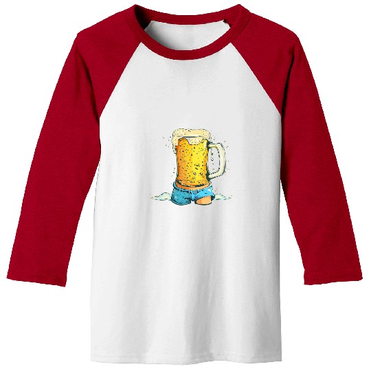 Beer Fun Beach Beer in Swim Trunks for funny Adults Baseball Tees