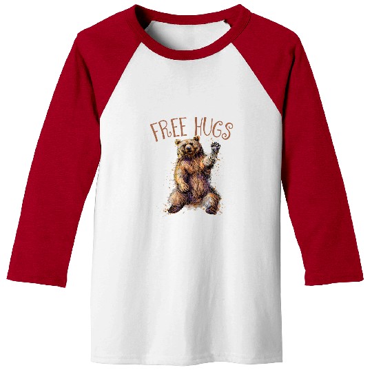 Bear Pet frees Bear Hugs Cute Outdoor Nature Friendly Grizzly Baseball Tees