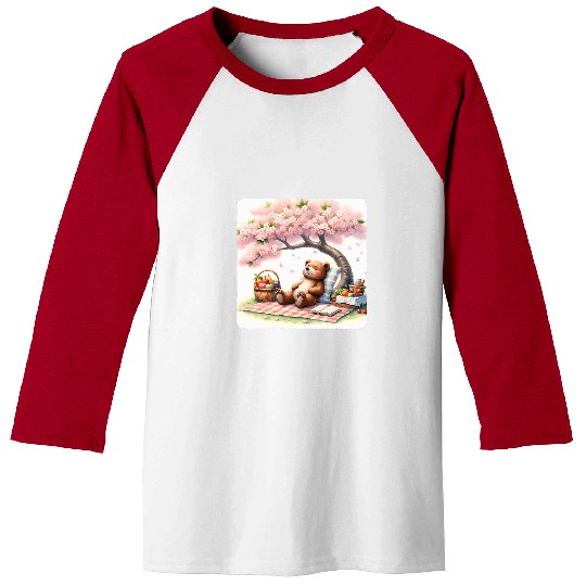 Bear Pet Bear Having A Picnic Under A Tree Blanket Basket Fruits Baseball Tees