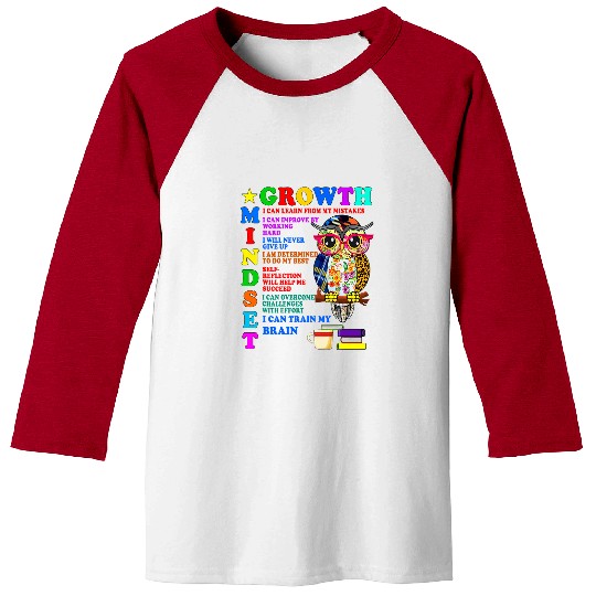 Owl Pet Growth Mindset School Counselor Postive Message Teacher Owl Baseball Tees