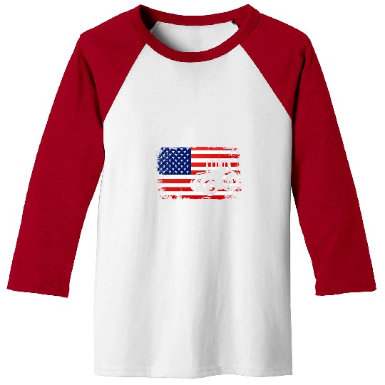 Tractor Fun USA Flag Tractor Barnyard Harvest Farming Barn Cattle 4 Baseball Tees