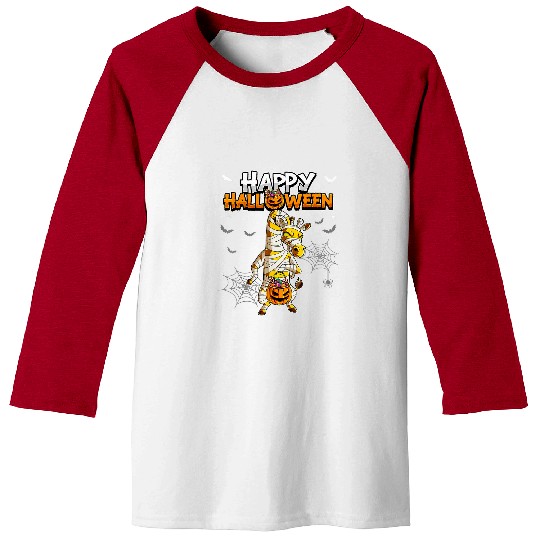 Giraffe Pet Happy Halloween Giraffe Mummy Baseball Tees