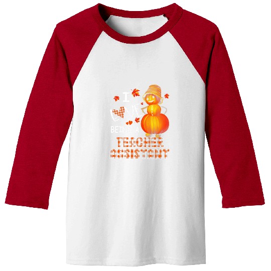 I Love Being A Teacher Assistant Pumpkin Autumn Leopard Baseball Tees