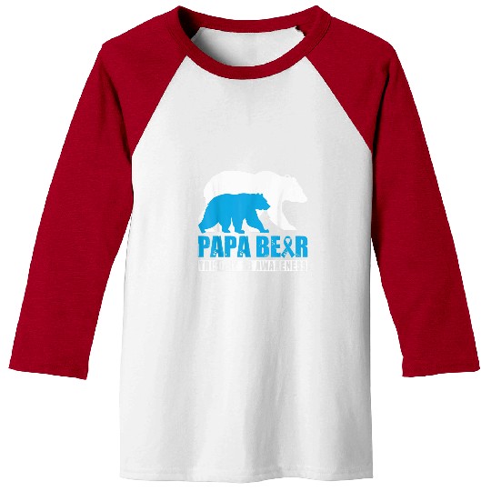 Bear Pet Trisomy 18 Awareness Papa Bear Light Blue Support Father Baseball Tees