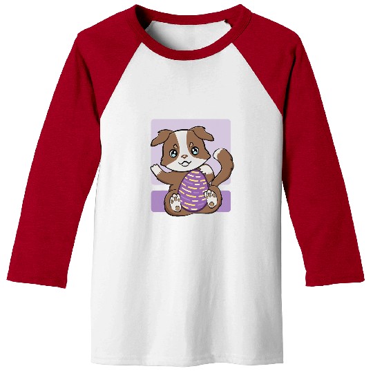 Australian Shepherd With Egg Cute Anime Happy Easter Day Baseball Tees