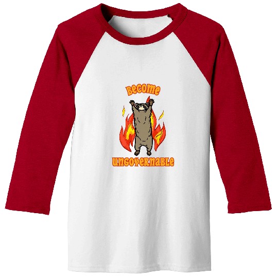 Raccoon Pet Become Ungovernable Raccoon Flames Baseball Tees