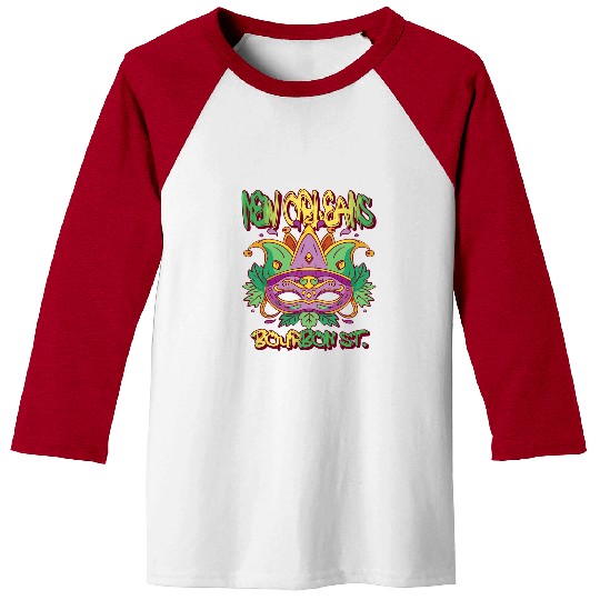 French New Orleans Mardi Gras Bourbon Street Souvenir Baseball Tees