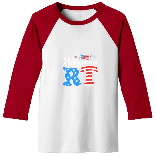 Memorial Day All American Respiratory Therapist Scrub Top Baseball Tees