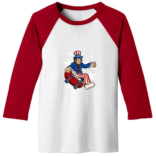 Abraham Lincoln Skateboarding Funny 4th of July Skateboard Baseball Tees