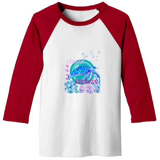 Turtle Pet Choose Kindness Watercolor Underwater Ocean Baseball Tees