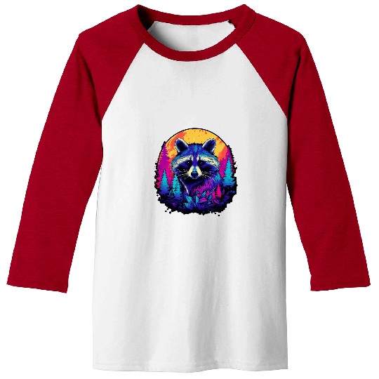 Raccoon Pet Colorful Realistic Raccoon in Wilderness on Moon Raccoon Baseball Tees