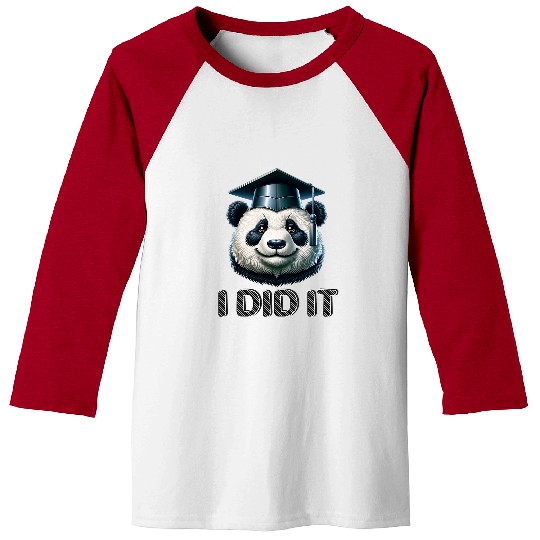 Panda Pet I Did It Panda wear Graduation Cap Diploma Graduated Baseball Tees