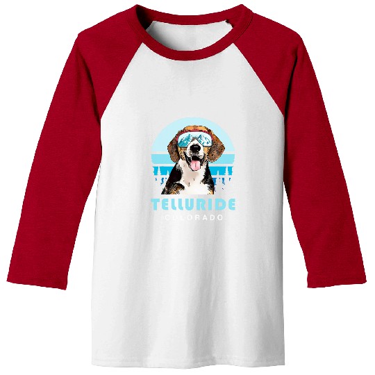 Beagle Winter Skis Telluride Colorado Dog Lover Baseball Tees