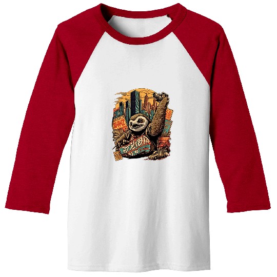 Sloth Pet Kaiju Slothzilla Anime Monster Japan City Baseball Tees