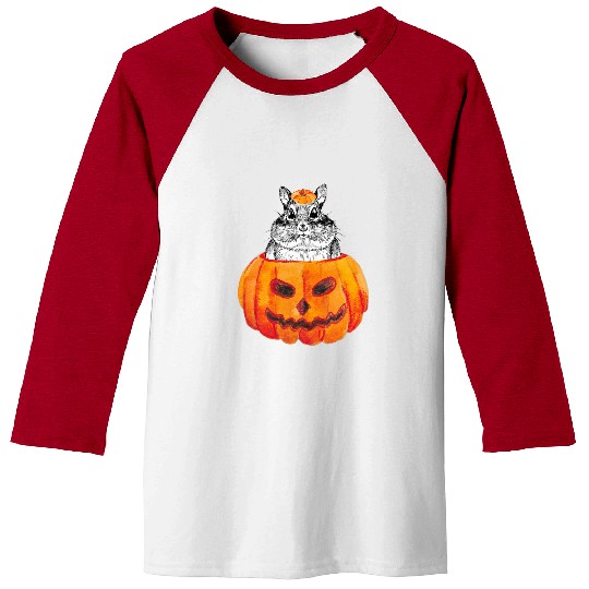 Squirrel Pet Chipmunk Halloween Pumpkin Striped Squirrel Animal Lover Baseball Tees