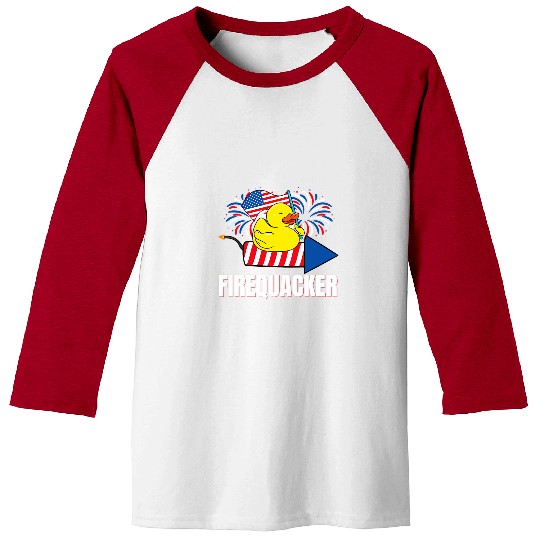 Duck Pet Fourth of July Firequacker Duck Baseball Tees