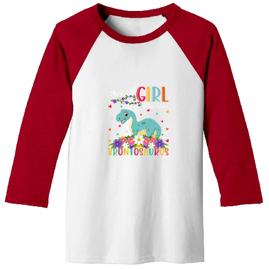 Funny Dinosaur Lover Just A Girl Who Loves Brontosaurus Baseball Tees