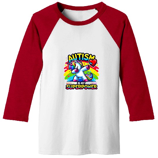 Autism Is My Superpower Dabbings Unicorns autism awareness Baseball Tees