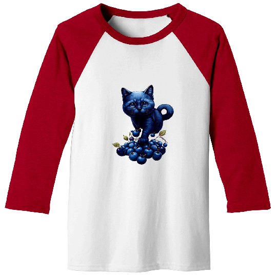 Blueberry Cat Fruit Berry Kitten Healthy Fresh Blueberries Baseball Tees
