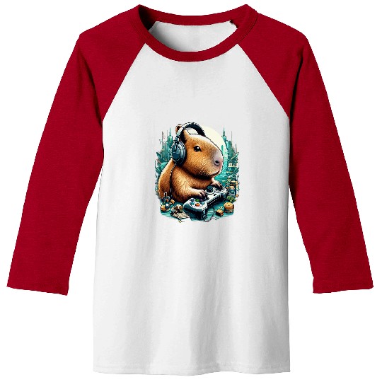 capybaras Pet Lover Retro capybaras Rodent Video Games Baseball Tees