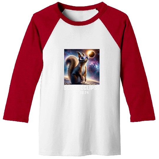 Squirrel Pet Totality Solar Eclipse 040824 Squirrel Astronomy Lovers Baseball Tees