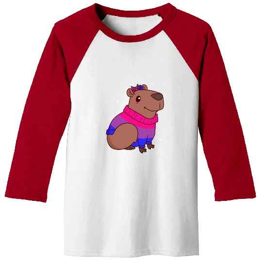 capybaras Pet Cute Kawaii Bisexual capybaras Bi Pride Flag Baseball Tees