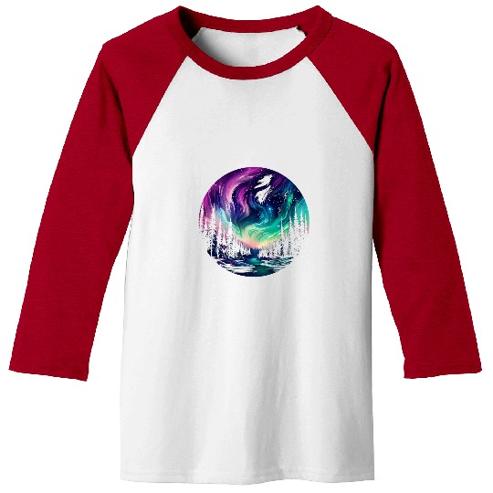 Aurora Borealis Night Sky Northern Lights Baseball Tees