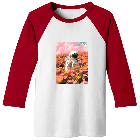 Vaporwave Aesthetic Astronaut Flower Field Synthwave Y2K Baseball Tees