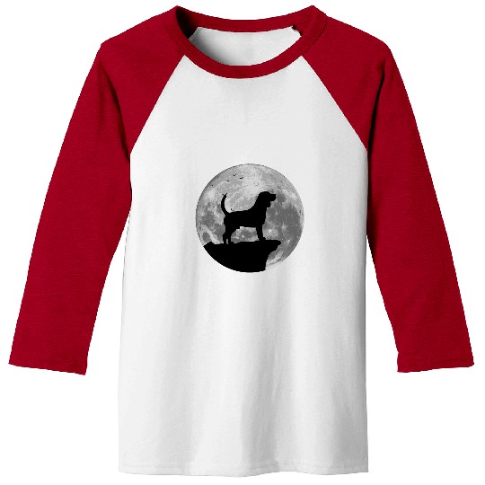 Beagle Silhouette In The Moon Halloween Costume Baseball Tees