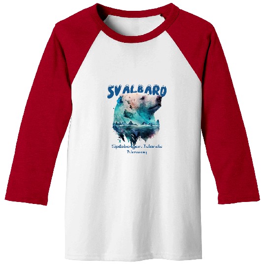Bear Pet Svalbard Norway Spitsbergen Polar Bear Northern Lights Hele Baseball Tees