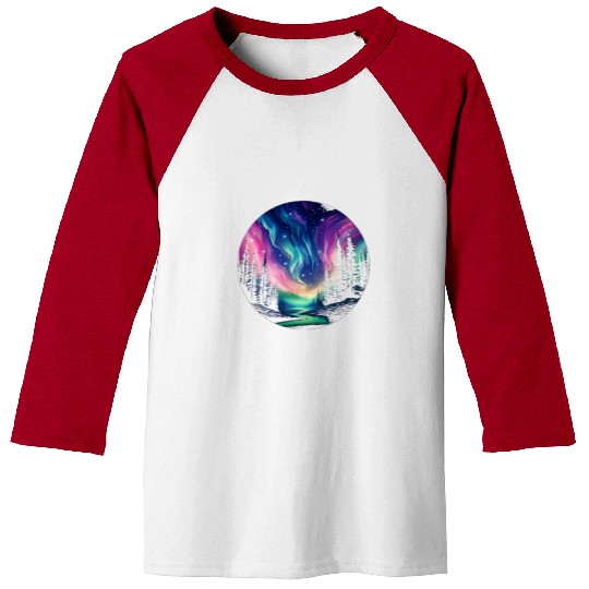 Aurora Borealis Night Sky Northern Lights 1 Baseball Tees