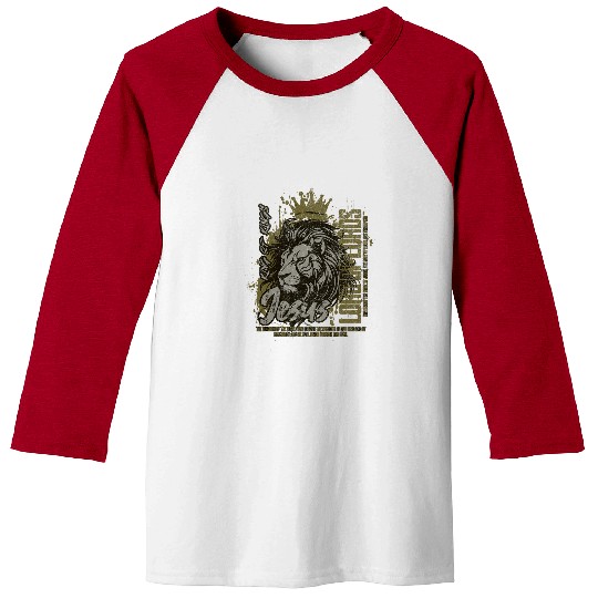 Lion Pet Jesus is King of Kings Christian Lion Bible Verse Faith Baseball Tees