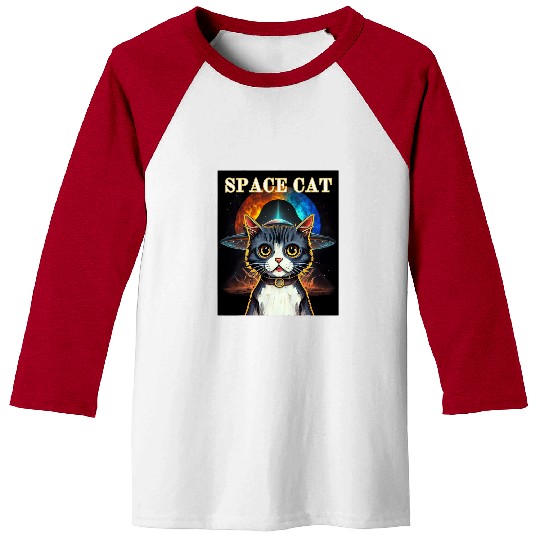 Alien UFO Cat Meme Baseball Tees