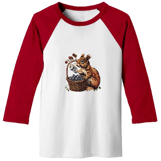 Squirrel Pet Blueberry Squirrel Animal Art Berry Fruit Wildlife Nature Baseball Tees