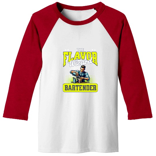 Bartender Job Flavor Wizard Bartender Funny Bartending Saying 05 Baseball Tees