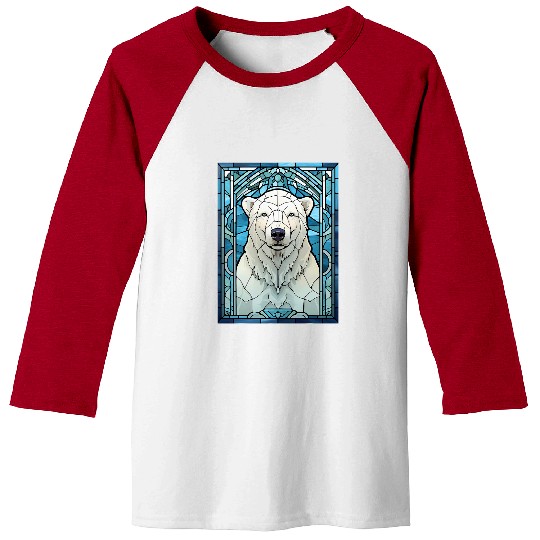 Bear Pet Arctic Polar Bear Stained Glass Geometric Animal Baseball Tees