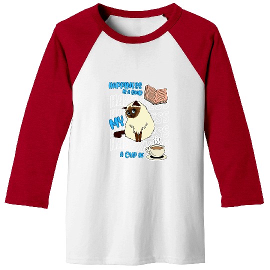 Coffee Fun Happiness Is Persian Cats Good Books Coffee Cute Cat Lover Baseball Tees